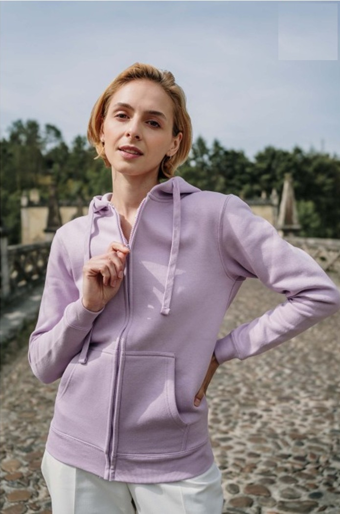 FELPA CON ZIP E CAPPUCCIO DONNA THC AMSTERDAM W.